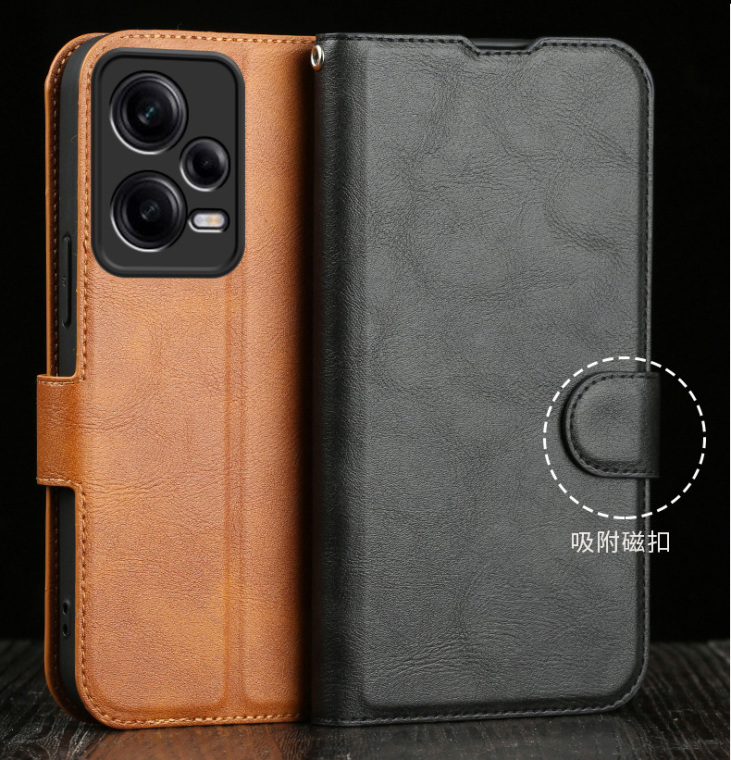 Wallets Folio Flip Magnetic Synthetic Leather Card Holder Folding Stand Business Style Note 12, Note 12 Pro, Note 12 Pro+