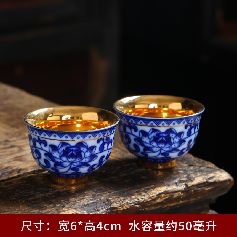 Tea cup master cup single cup large Jingdezhen kung fu famille rose flower cup ceramic enamel tea set set for home use