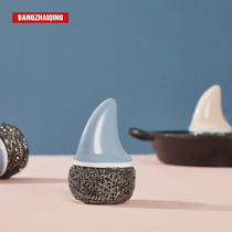 Shark creative steel wire ball brush kitchen with handle dishwashing pan ball brush pot stainless steel cleaning ball pot brush