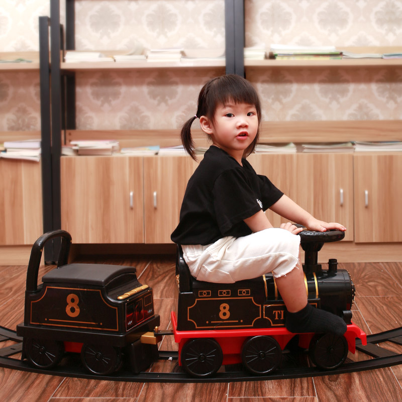 Shake Sounds Small Train Tracks Suit Retro Music Electric Quadricycles Children Can Sit People Puzzle Toy Boys Girls