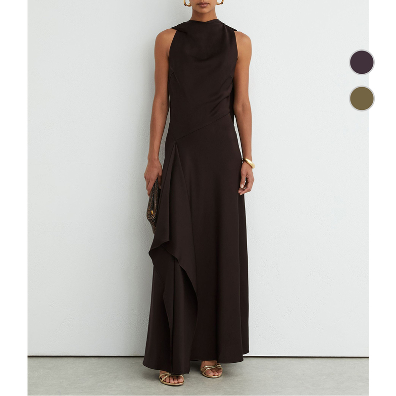Yuan Rs Design Acetate Satin Ribbon Sleeveless Dress Elegant Banquet Long Dress Formal Dress Plus Size R2 Yuan Rs Design Acetate Satin Ribbon Sleeveless Dress Elegant Banquet Long Dress Formal Dress Plus Size R2