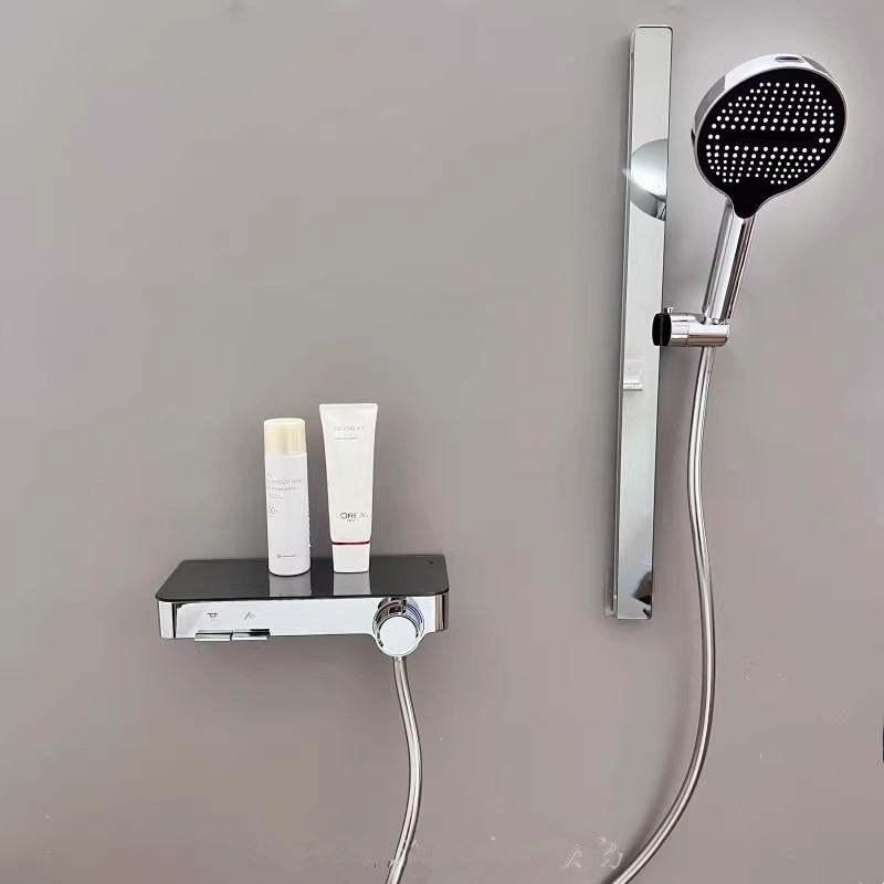 German Minimalist Shower Set Bathroom Hot and Cold Mixing Valve Bathtub White Silver Topless Shower Head Hotel Project