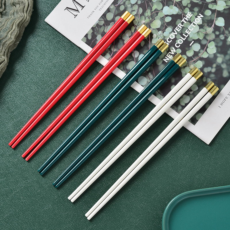 Chinese-style creative ceramic chopsticks household a pair of high-grade drop-resistant high-temperature mold-resistant tableware antibacterial public chopsticks light luxury