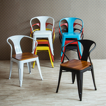 Retro Bar Music restaurant industrial wind solid wood table rectangular iron cafe milk tea shop table and chair combination