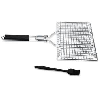 Folding stainless steel barbecue net removable square grilled fish clip outdoor bbq barbecue equipment