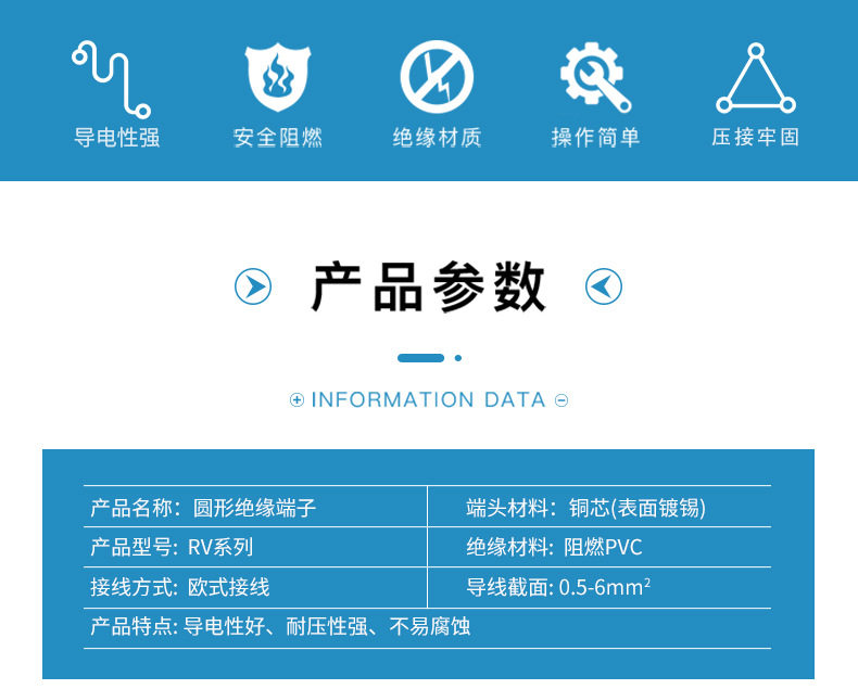 Терминал 冷压接线端子欧式rv1.25-3.2圆型2/3.5/5.5/4/5/6/8s预绝缘铜鼻子