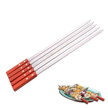 52.5cm mahogany handle stainless steel thickened and thickened barbecue skewers bbq barbecue fork stainless steel barbecue utensils