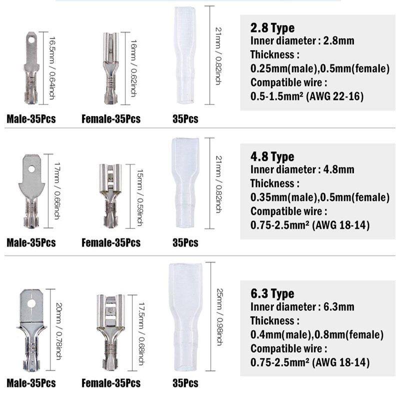 Терминал 盒装315 插簧插片护套2.8/4.8/6.3 冷压端子套装 接线端子