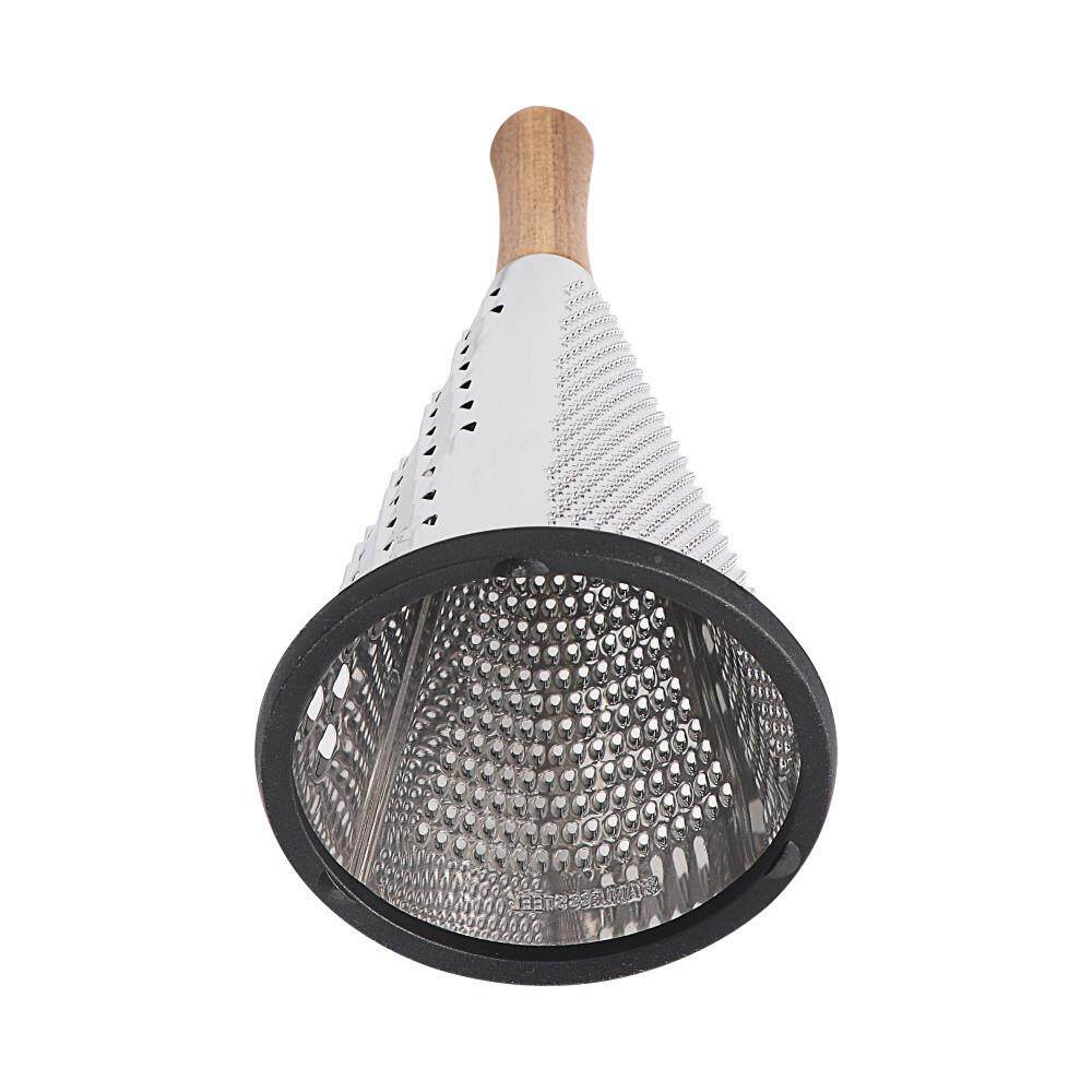 Vertical spot stainless steel conical three-sided vegetable grater cheese cheese grater wooden handle melon and fruit multi-purpose grater
