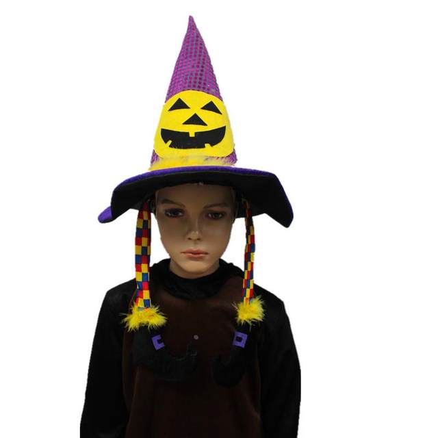 Halloween Carnival Party Performance Supplies Ghost Hat Wizard Hat Magic Hat Sequined Witch Hat Customized