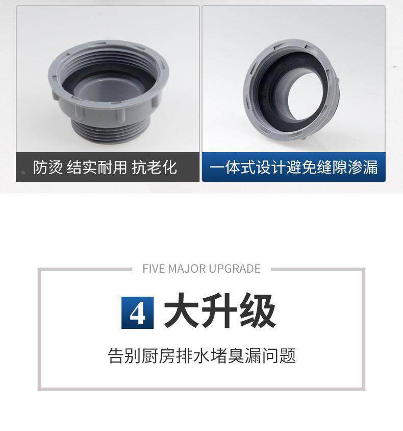 Штуцер трубы 厨房不锈钢下水管55mm接口洗菜盆s弯排水管58mm45-50防臭配件双头