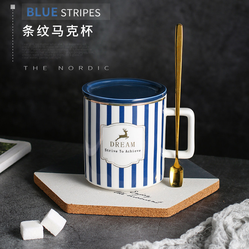 Comfort Jin Lins Nordic Lovers Cup Creative ceramic Mark Cup water glass Inlan Next afternoon tea cup Coffee cup with lid