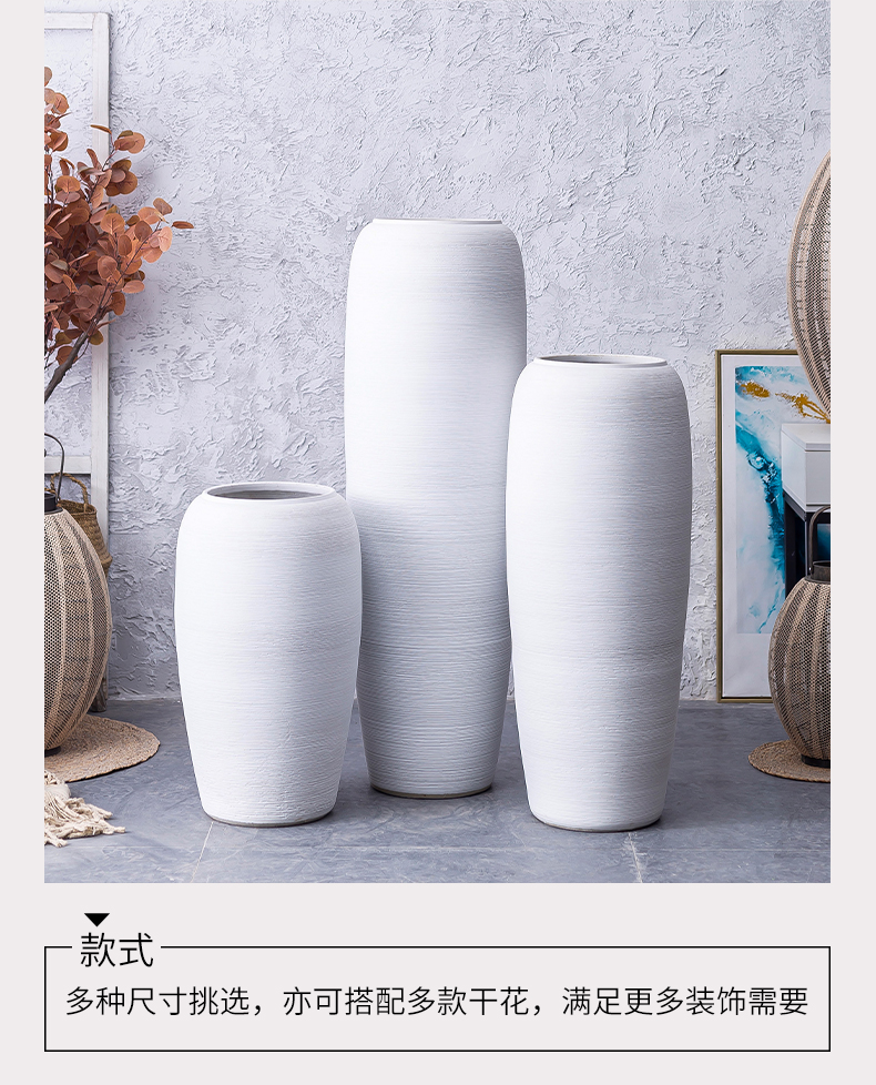 Jingdezhen ceramic big vase Nordic dried flower arranging flowers sitting room adornment is placed I and contracted white clay landing