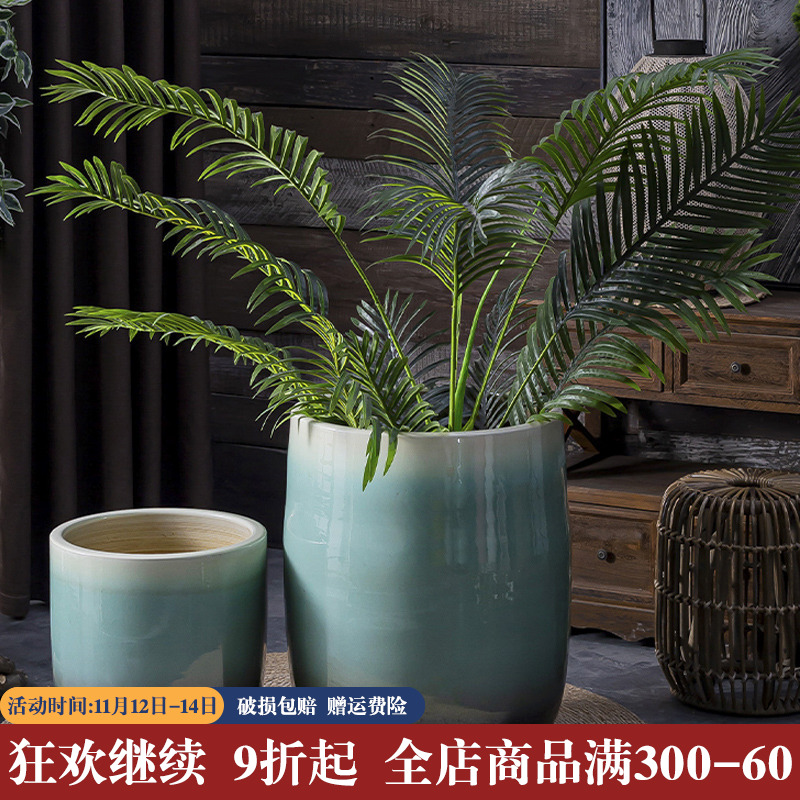 Landscape garden decorative flower arranging furnishing articles American green large ceramic vase landing creative gallons Nordic flowerpot