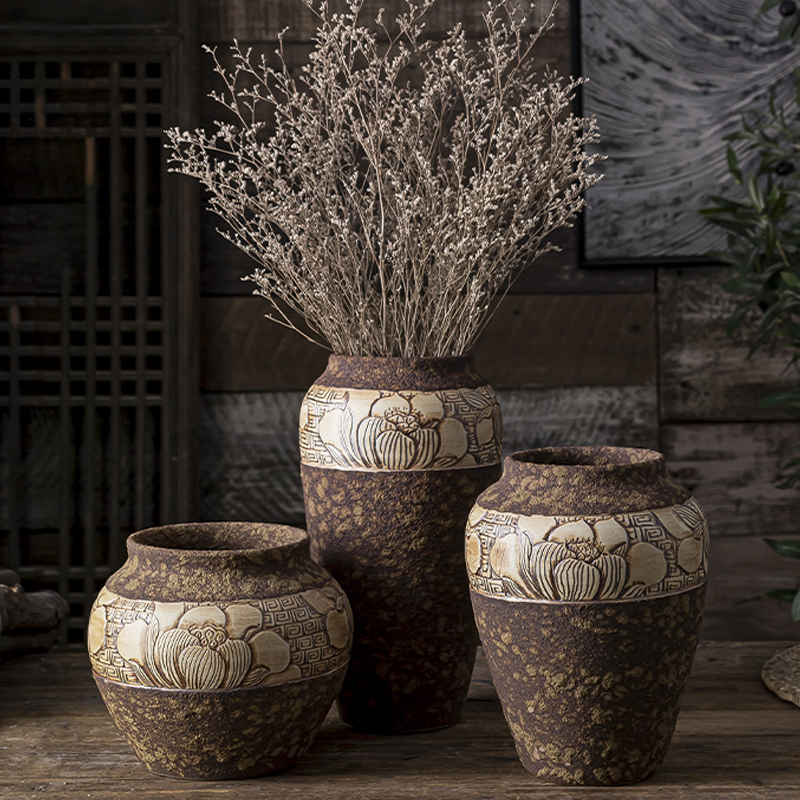 New Chinese style ceramic floret bottle zen furnishing articles home rich ancient frame sitting room tea table dry flower flower arranging flower implement manually