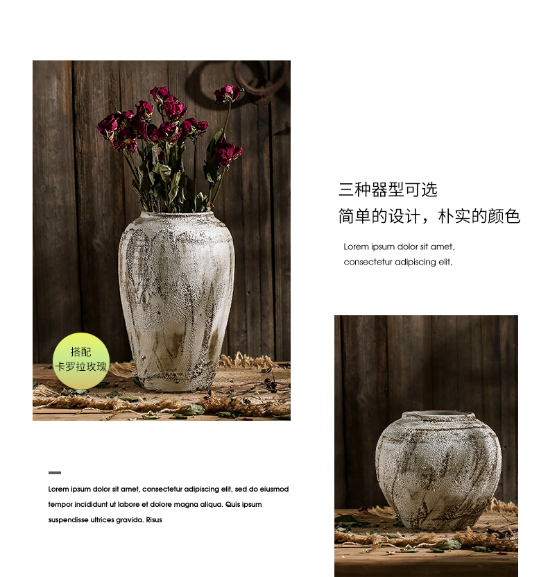 Ceramic checking zen coarse pottery archaize do old pottery flower implement art of Chinese style of primitive simplicity vase flower arranging furnishing articles in the living room