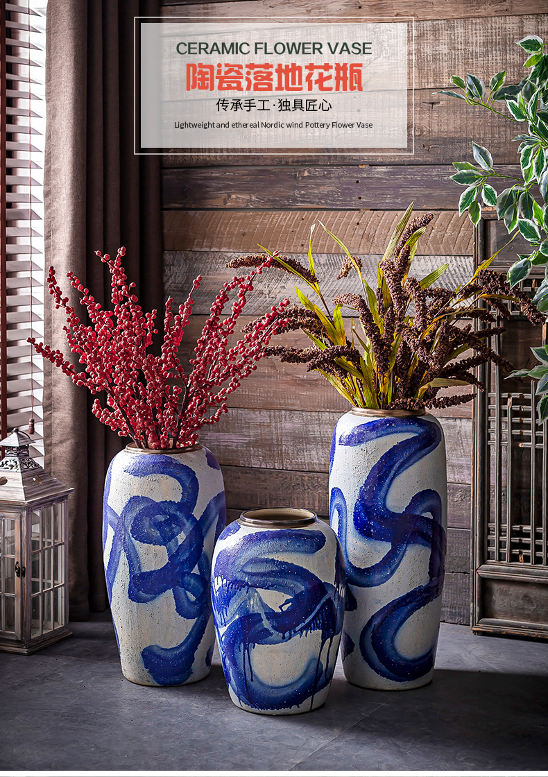 Jingdezhen European American ceramic vase of large sitting room furnishing articles of Chinese style restoring ancient ways courtyard porch floral arranging flowers
