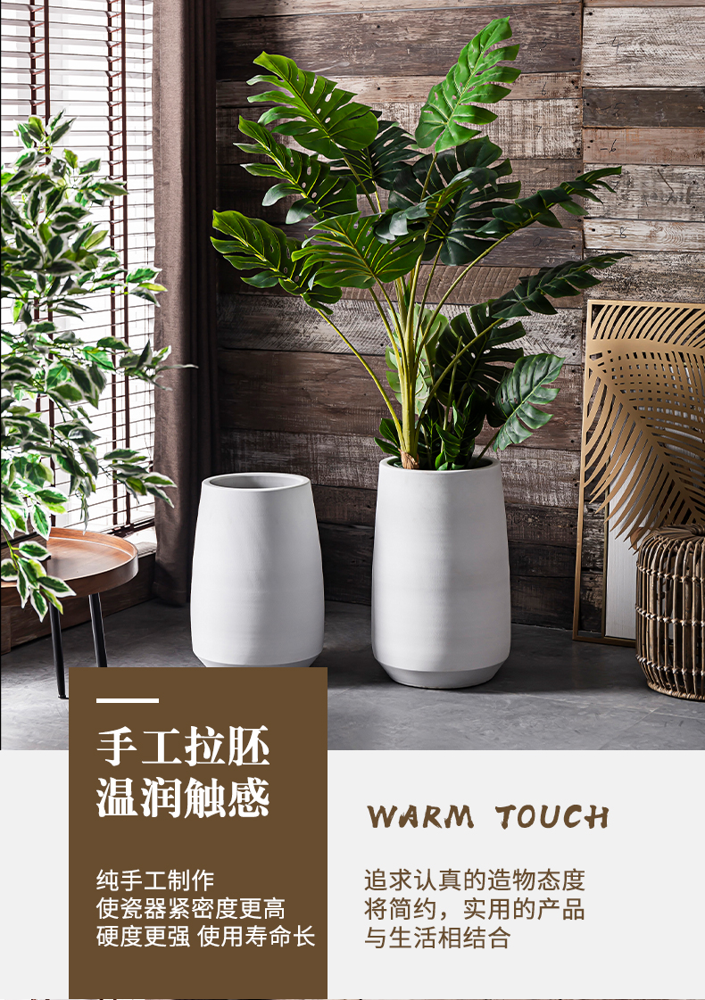 Nordic flowerpot land contracted white flowers large jingdezhen ceramic creative villa decoration flower arranging furnishing articles