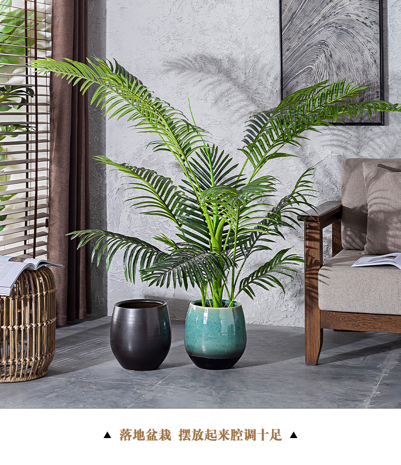 Black flower pot green balcony decoration indoor the plants contracted the new Chinese style green vase of large diameter ceramic POTS