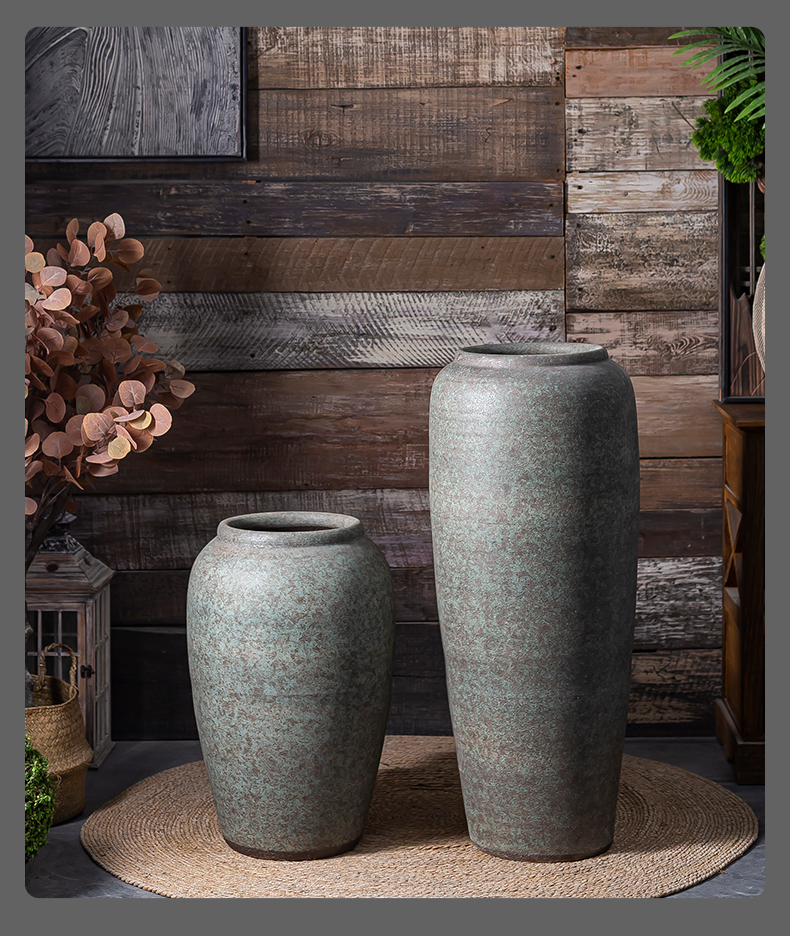 Jingdezhen ceramic coarse pottery landing big dry flower is placed to restore ancient ways I and contracted sitting room TV cabinet vase flowerpot