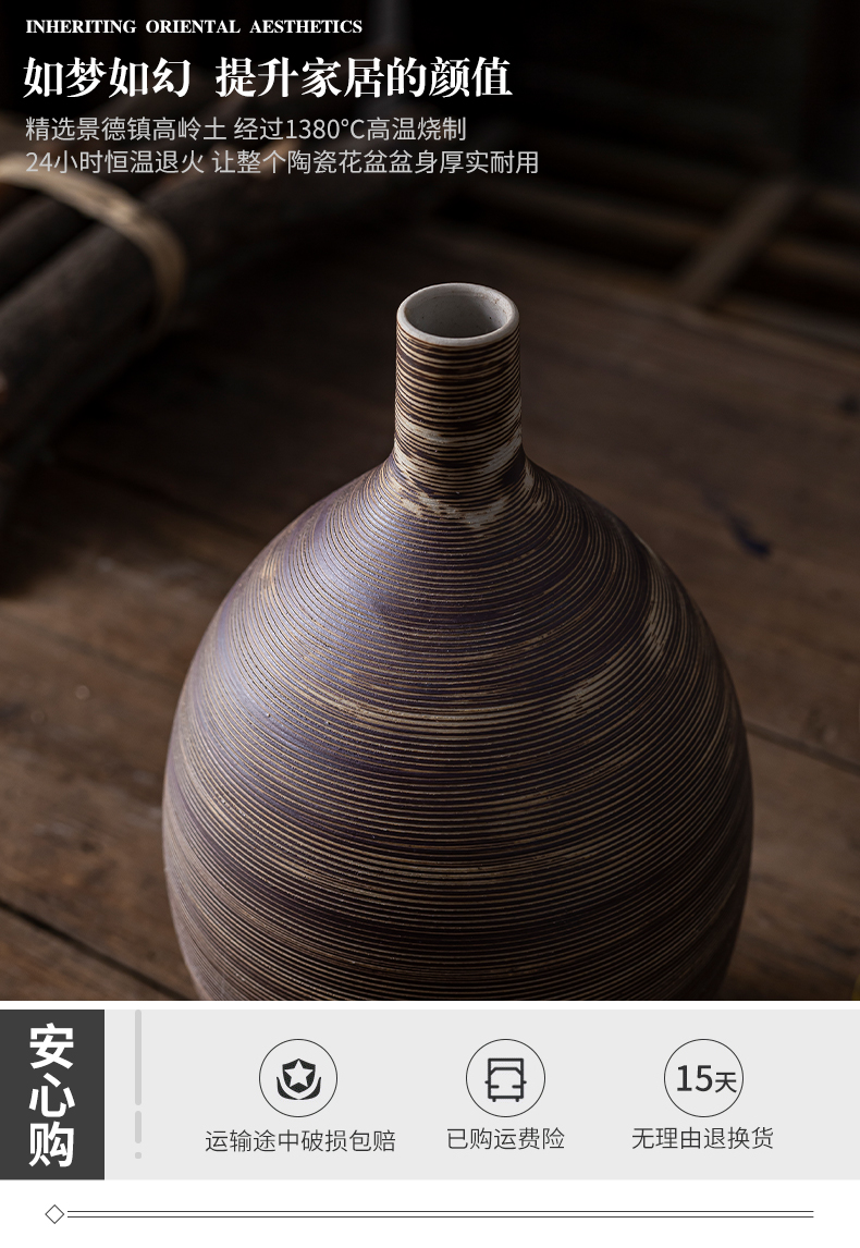 Zen Japanese small retro literary creative ceramic flower vases table dry flower adornment desktop furnishing articles