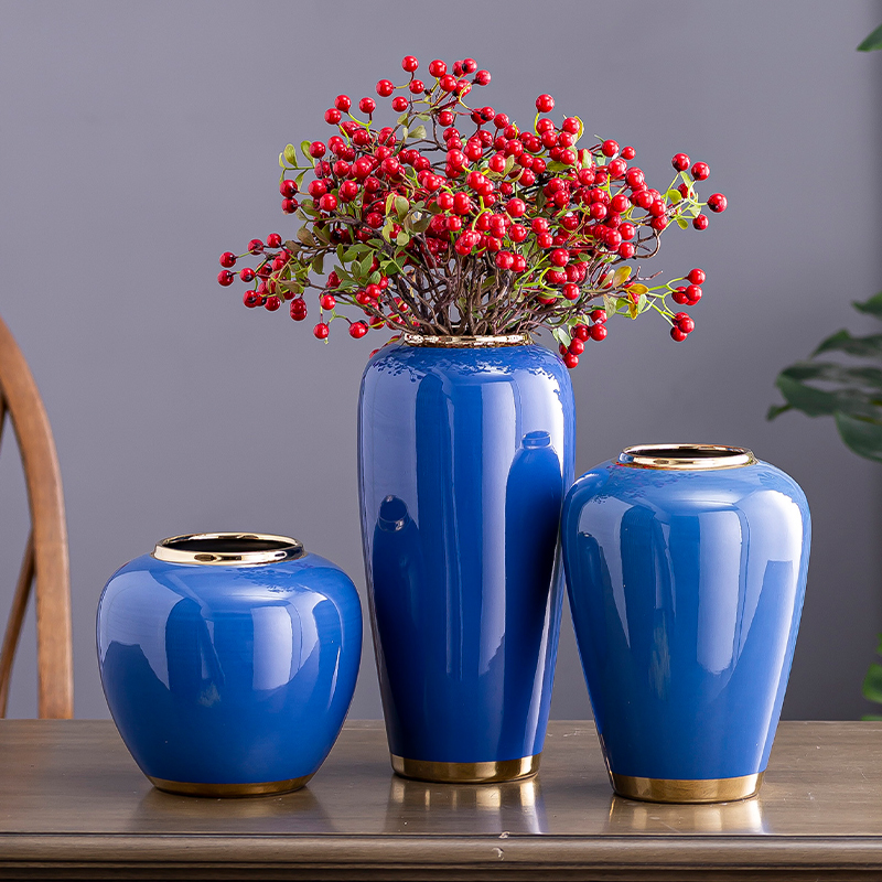 Light key-2 luxury European ceramic vase dried flower flower implement furnishing articles sitting room adornment creative gift contracted Nordic water raise flower arrangement