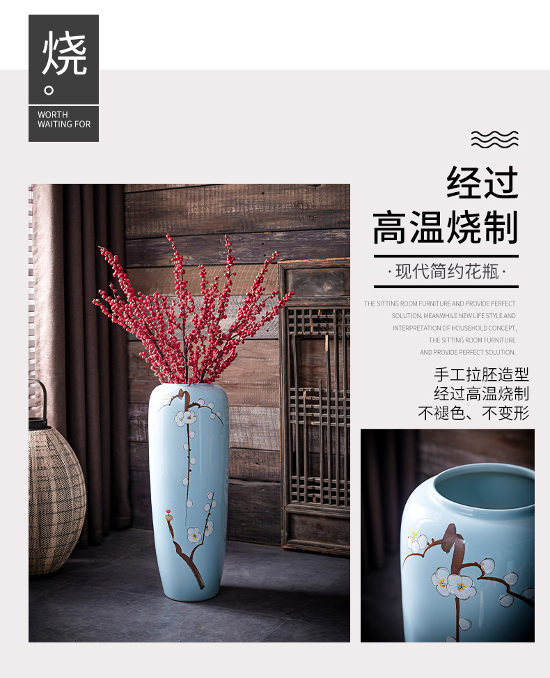 Jingdezhen ground vase large suit sitting room porch decorate bottle furnishing articles of Chinese style household ceramics European flower arrangement