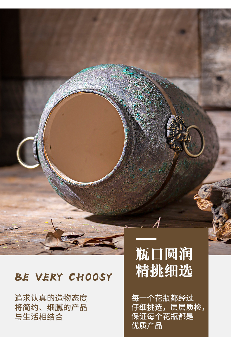 Jingdezhen coarse some ceramic pot pottery loops may dry flower vase retro ceramic vases, sitting room adornment flower arranging furnishing articles