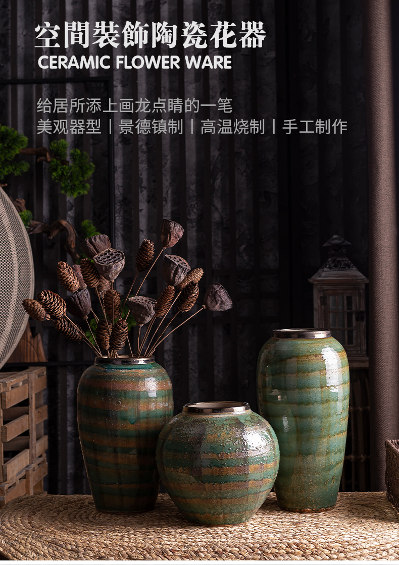 American retro vase furnishing articles sitting room dry flower arranging flowers, household act the role ofing is tasted table decoration ceramics green Chinese flowers