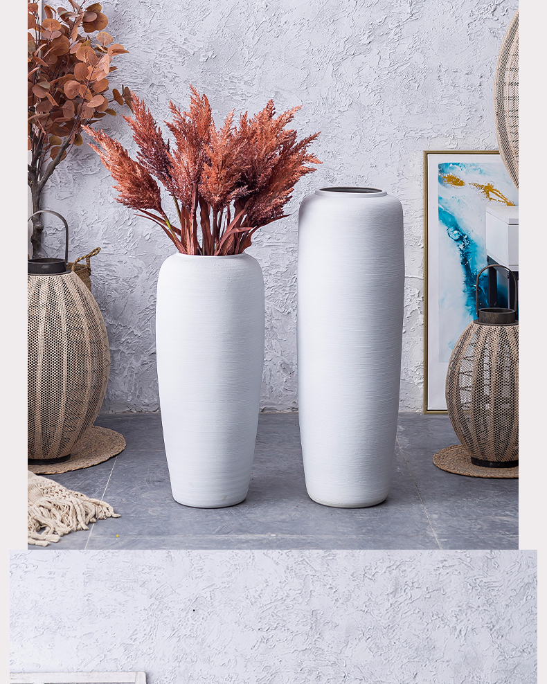 Modern light key-2 luxury ceramic vase landing large dried flower arranging flowers furnishing articles sitting room adornment high - class European - style white big high