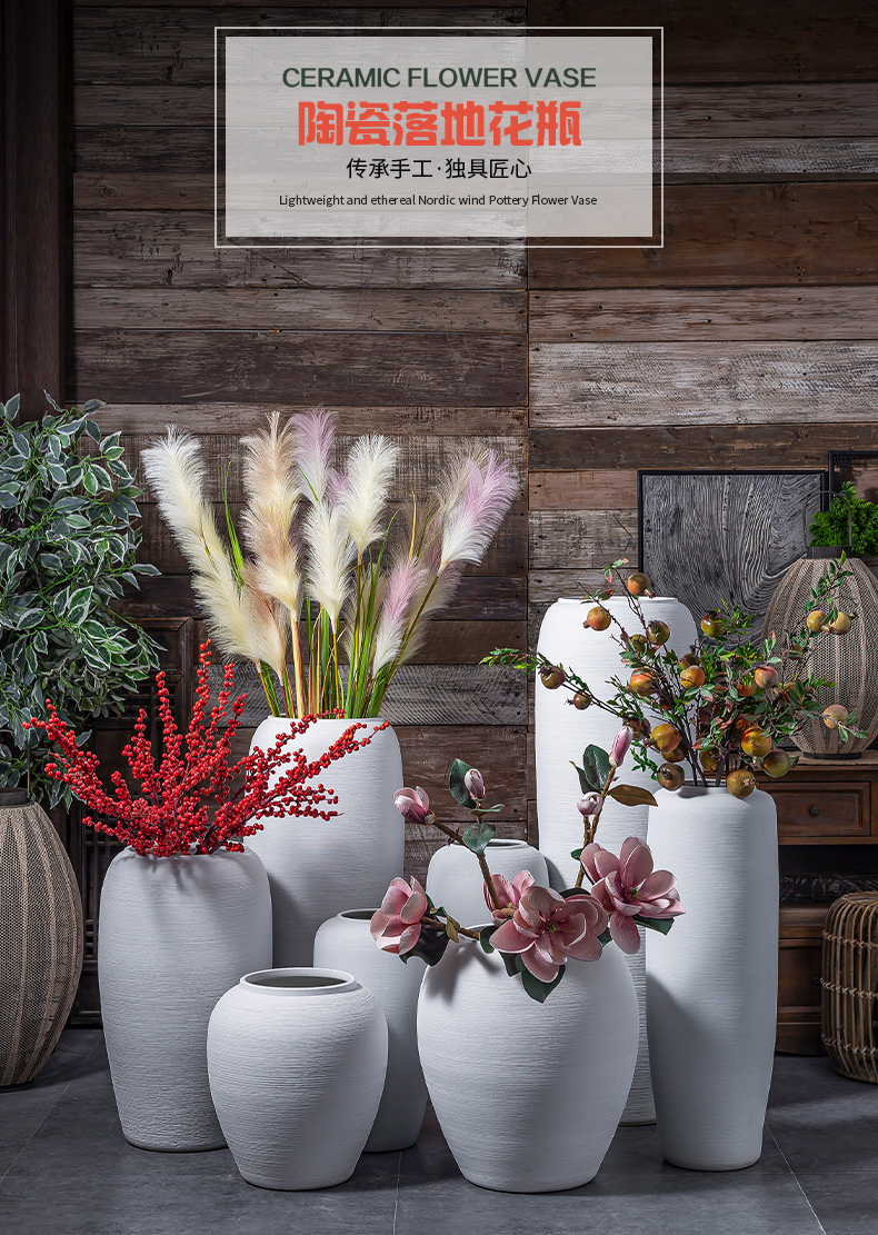 Jingdezhen ceramic big vase Nordic sitting room dry flower arranging flowers, white pottery decorative furnishing articles I and contracted landing