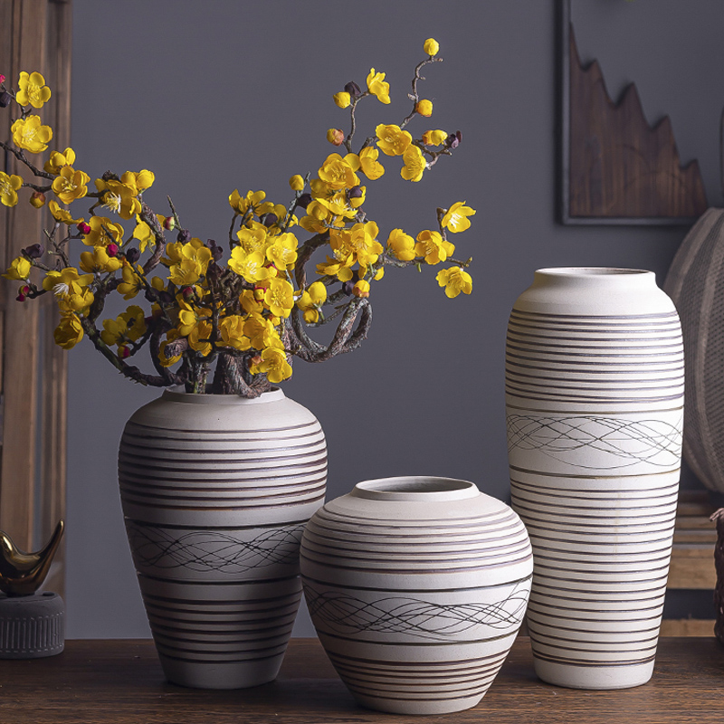 Creative vase furnishing articles table flower arranging contracted sitting room porch TV cabinet ceramic decorative flower implement light key-2 luxury bottles of fresh flowers