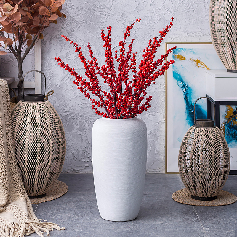 Modern light key-2 luxury ceramic vase landing large dried flower arranging flowers furnishing articles sitting room adornment high - class European - style white big high