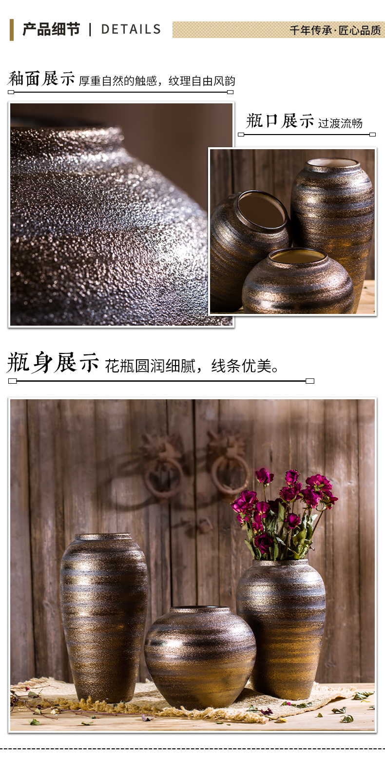 Jingdezhen restoring ancient ways do old coarse pottery flower arranging furnishing articles sitting room ground ceramic vase desktop dried flower adornment furnishing articles