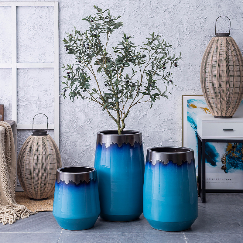 Jingdezhen Nordic vase creative modern contracted landing light key-2 luxury household ceramics large - diameter flowerpot combination living room
