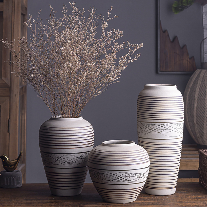 Creative vase furnishing articles table flower arranging contracted sitting room porch TV cabinet ceramic decorative flower implement light key-2 luxury bottles of fresh flowers