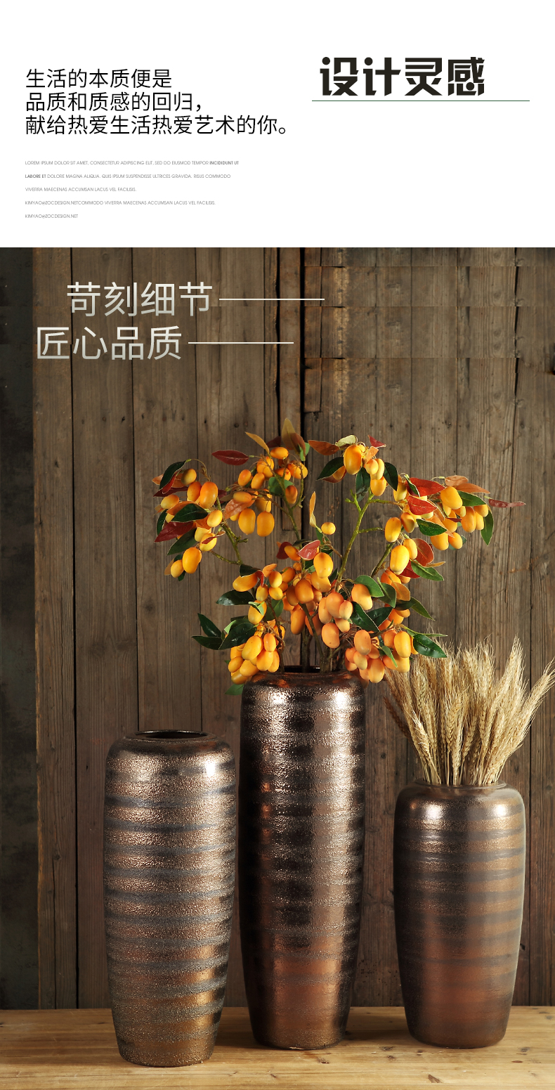 Jingdezhen restoring ancient ways do old coarse pottery flower arranging furnishing articles sitting room ground ceramic vase desktop dried flower adornment furnishing articles