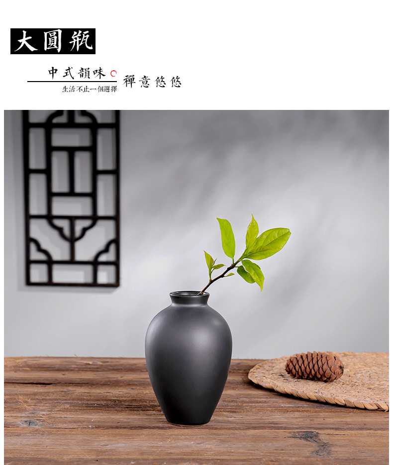 Zen ceramic vase sitting room place flower arranging new Chinese style mini black flowers, dried flowers, Japanese tea taking floral