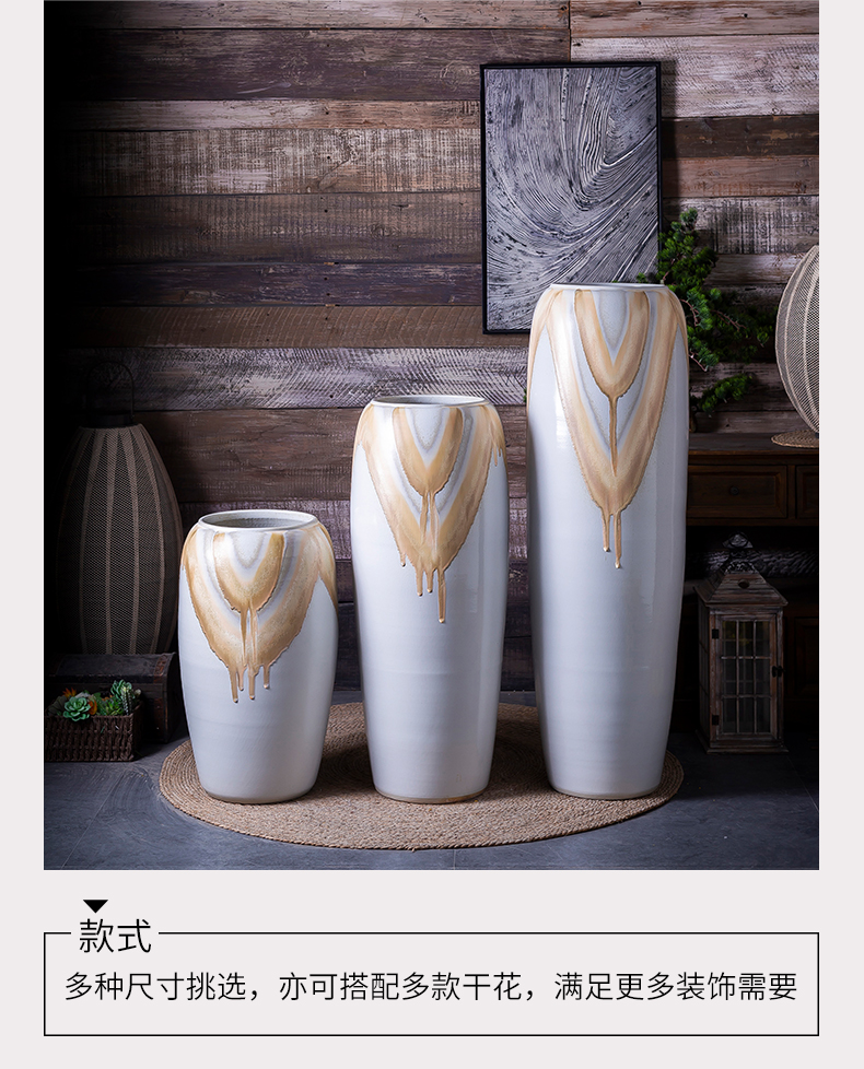 Light European - style key-2 luxury ceramic floor large vases, I and contracted sitting room bedroom dry flower, flower arranging, adornment is placed