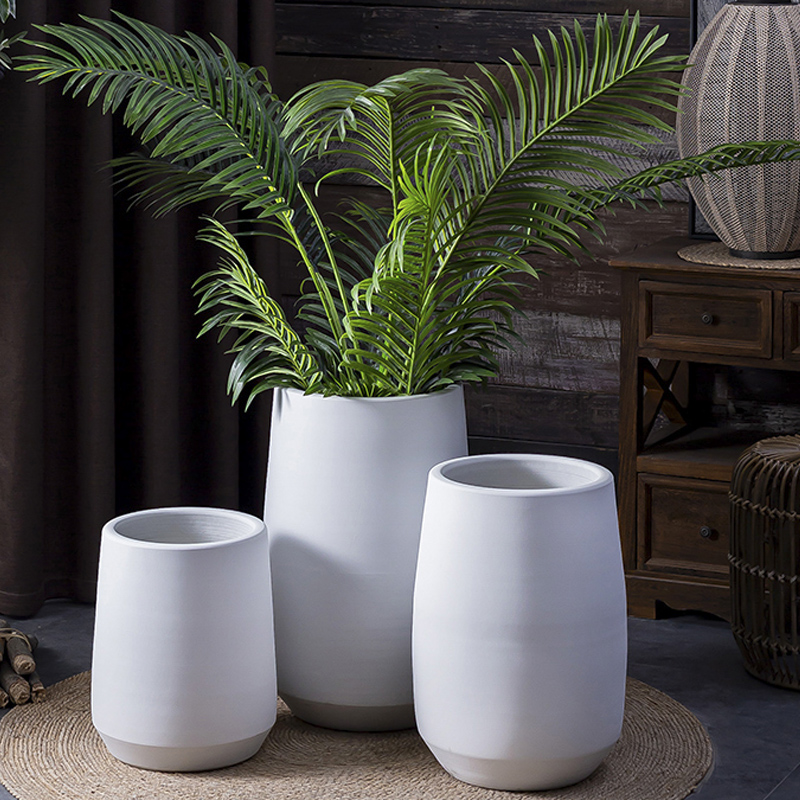 I and contracted ceramic Nordic white large flower pot ins wind green plant landscape garden is suing living room bed