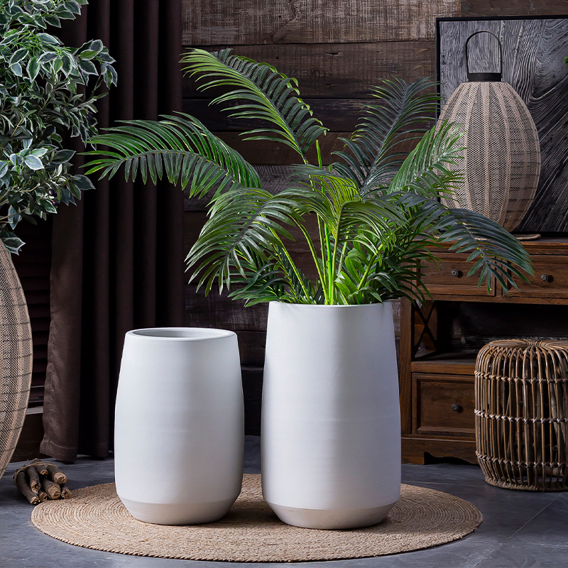 I and contracted ceramic Nordic white large flower pot ins wind green plant landscape garden is suing living room bed