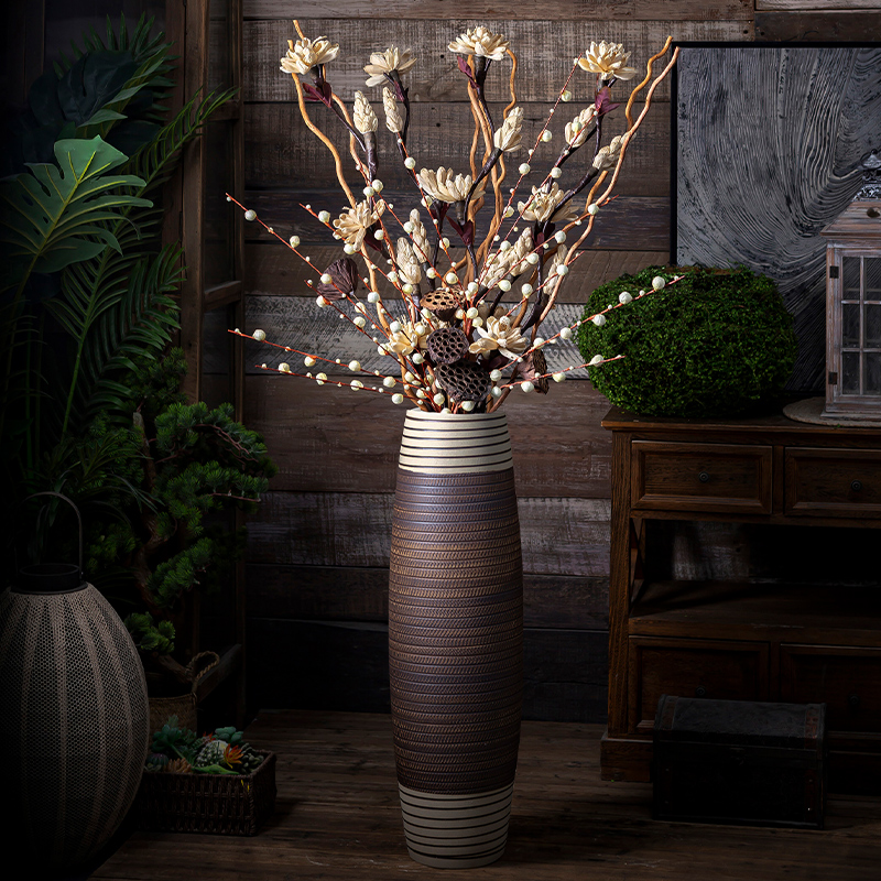 Tall, ceramic decorative dried flowers of large vase sitting room porch Chinese style restoring ancient ways furnishing articles American flower implement arranging flowers