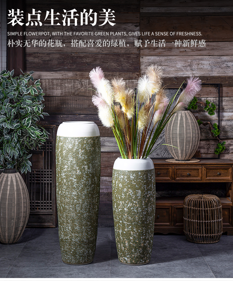 Zen ground vase coarse pottery furnishing articles dried flower arranging flowers sitting room decoration of new Chinese style restoring ancient ways of jingdezhen ceramic POTS