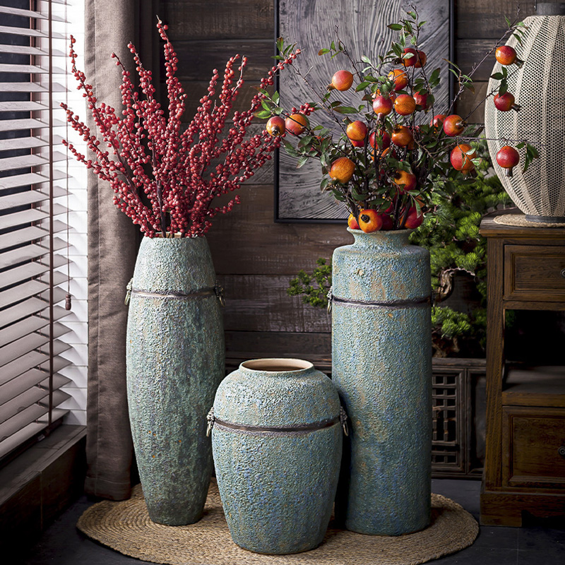 Restore ancient ways the ground vases, antique bronze, ceramic flower implement do old blue glaze Chinese wind furnishing articles drama props vase