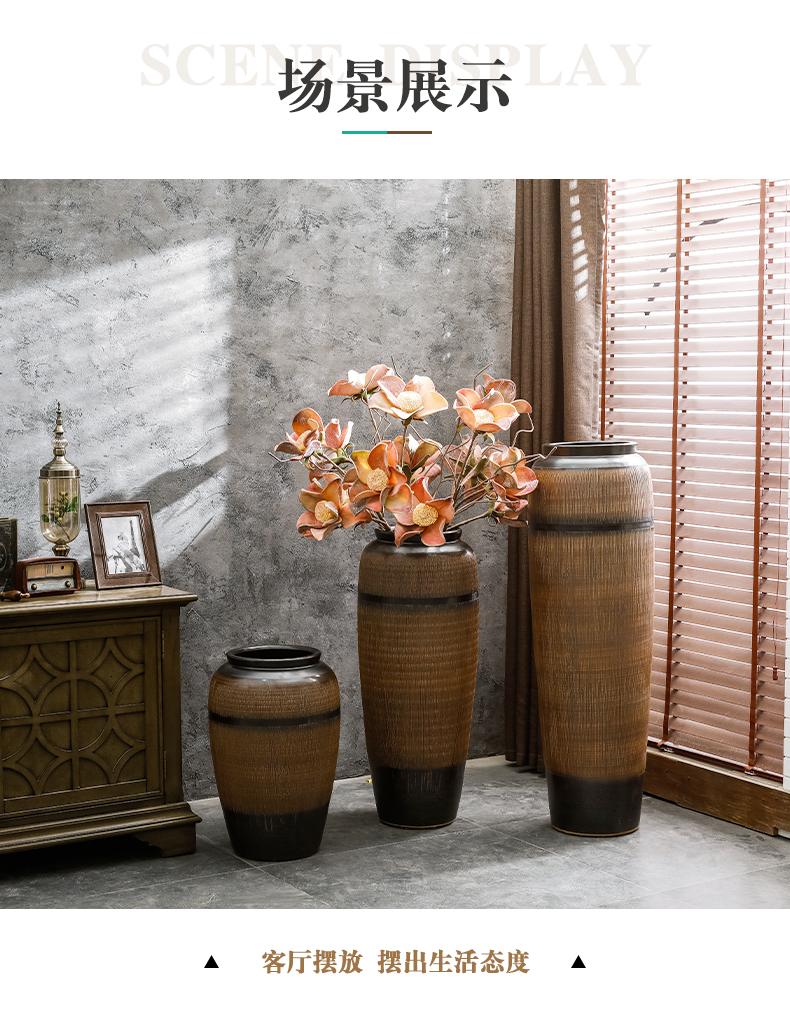 Chinese style restoring ancient ways of large vases, ceramic furnishing articles pottery sitting room hotel decoration flower arranging dried flowers thick ceramic bottle