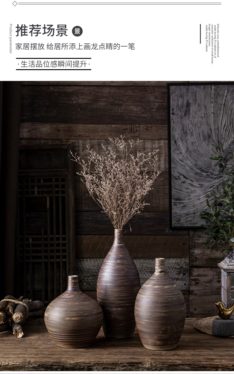 Zen Japanese small retro literary creative ceramic flower vases table dry flower adornment desktop furnishing articles