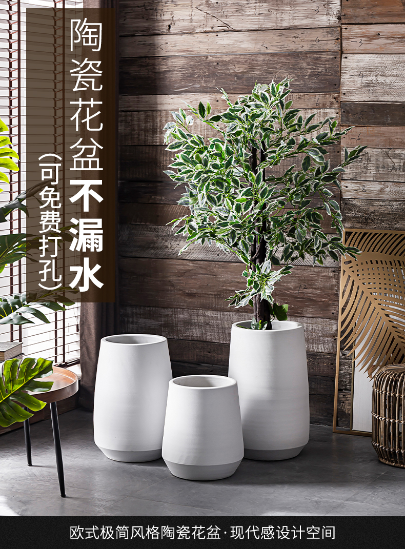 Nordic flowerpot land contracted white flowers large jingdezhen ceramic creative villa decoration flower arranging furnishing articles