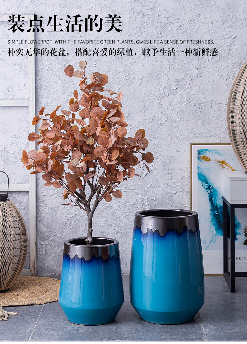 Jingdezhen Nordic vase creative modern contracted landing light key-2 luxury household ceramics large - diameter flowerpot combination living room