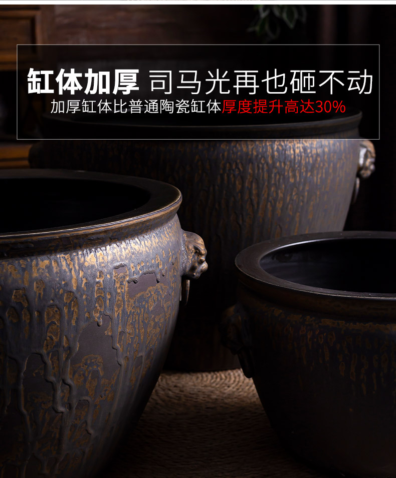 Extra large ceramic fish tank water furnishing articles coarse pottery basin of the lotus pond lily bowl goldfish tank cylinder landscape the tortoise