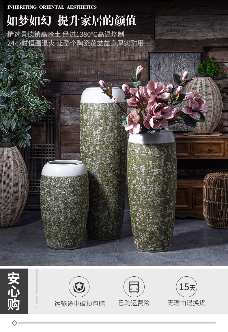 Zen ground vase coarse pottery furnishing articles dried flower arranging flowers sitting room decoration of new Chinese style restoring ancient ways of jingdezhen ceramic POTS